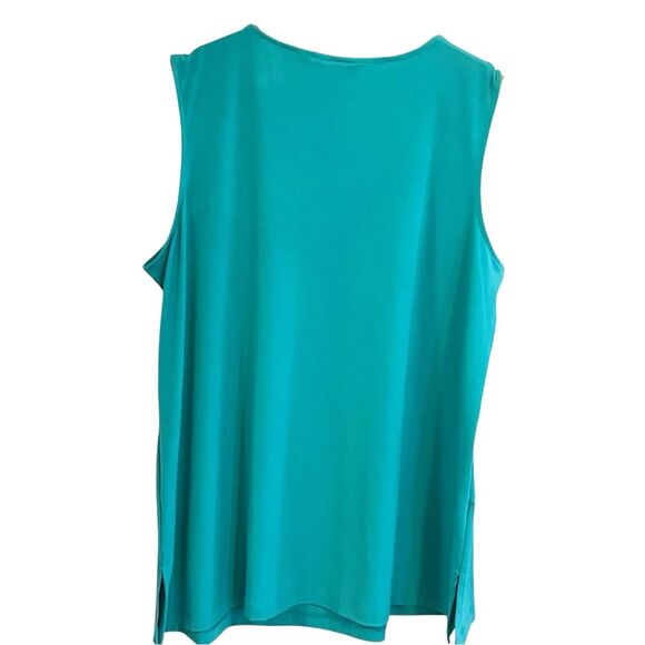 Susan Graver Liquid Knit Sleeveless Top Size XL Embroidered Stretch Loose Mature - Picture 4 of 9